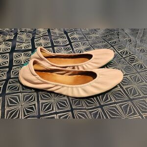 Tieks Pale Pink Leather Ballet Flats with Teal Accents